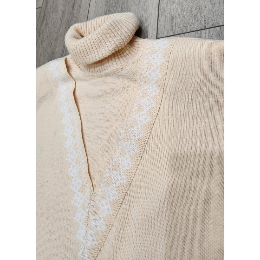 Vintage Liz Claiborne Lambswool Blend Turtleneck Sweater Cream/Peach Women's M - Picture 9 of 13